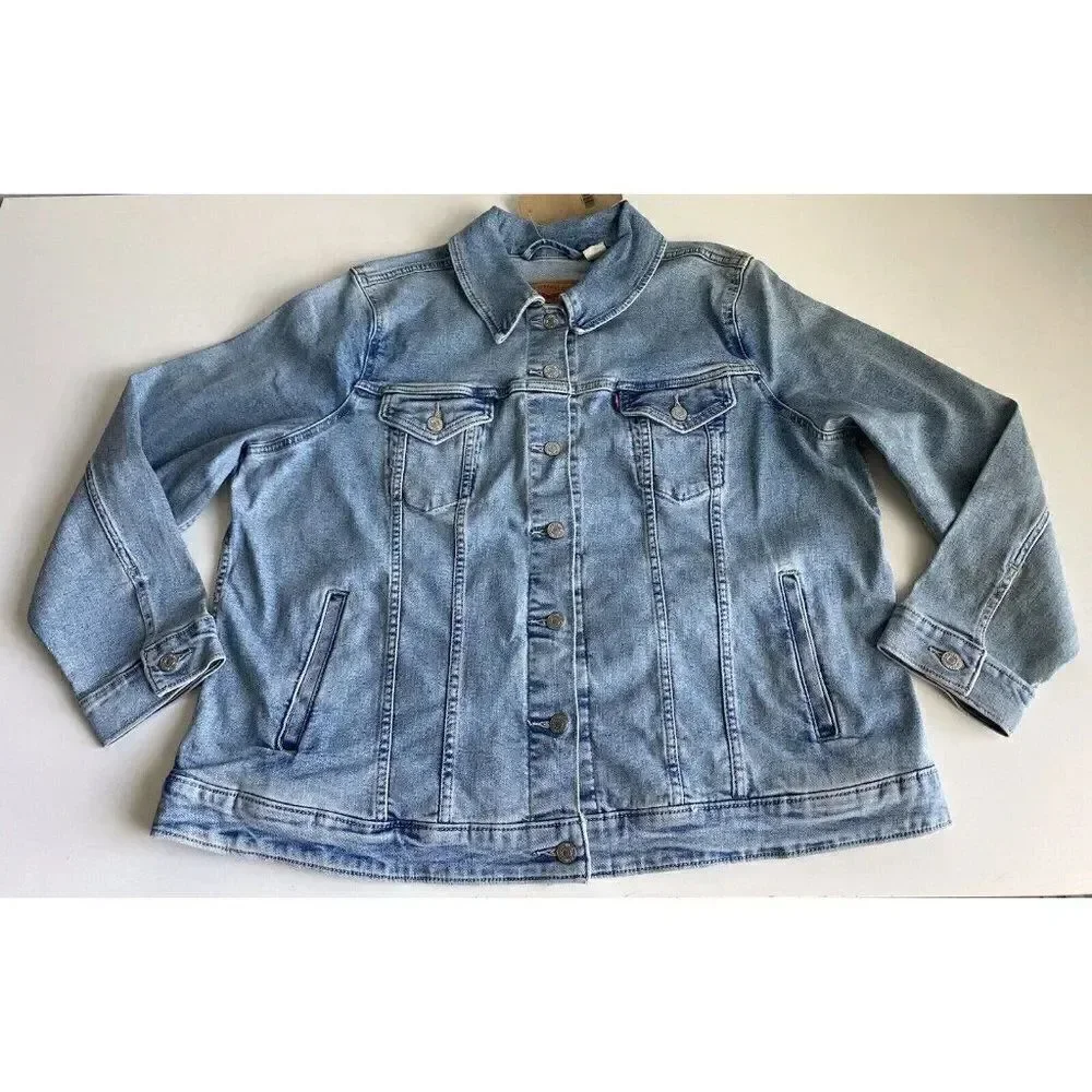 Levi's Women's Plus Size Sz 3X Original Trucker‎ Jacket Denim Medium Wash New